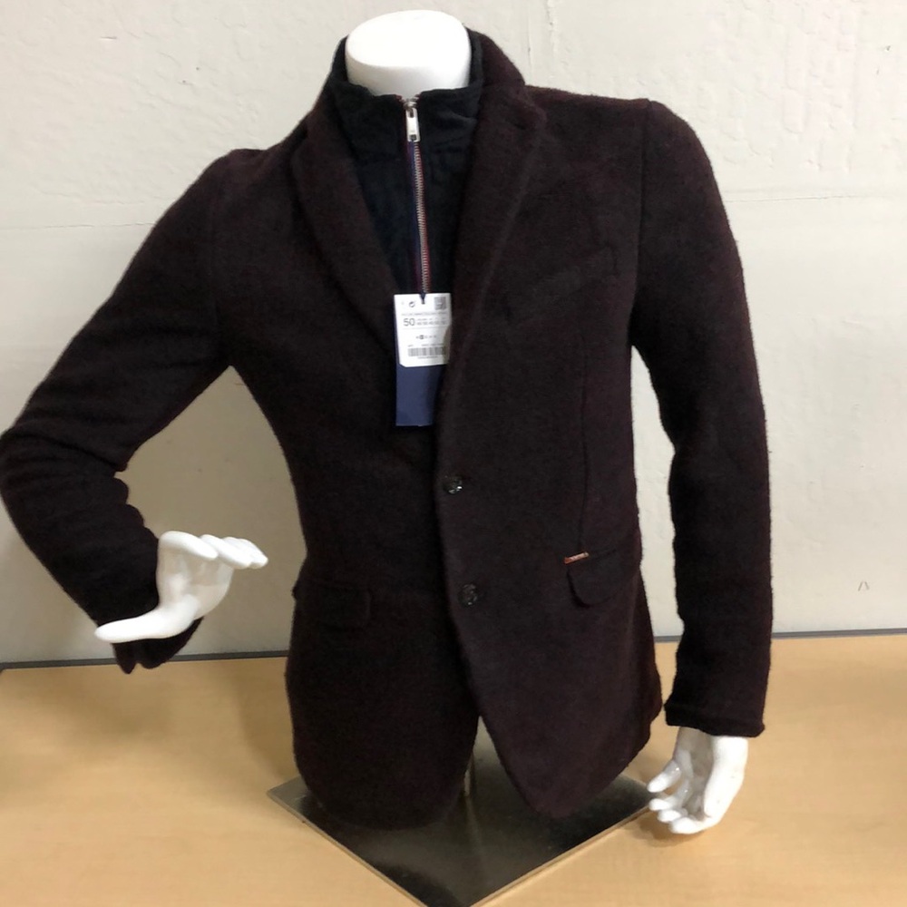Zara Textured Blazer Merlot